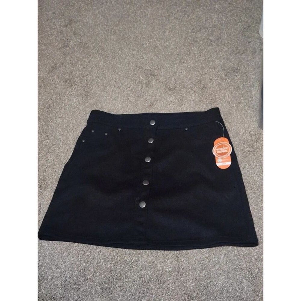 Wondernation Black woven button miniskirt